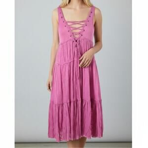 Free People Beach Pink Lace Up Endless Summer Dress